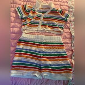 Colorful Striped Knit Set